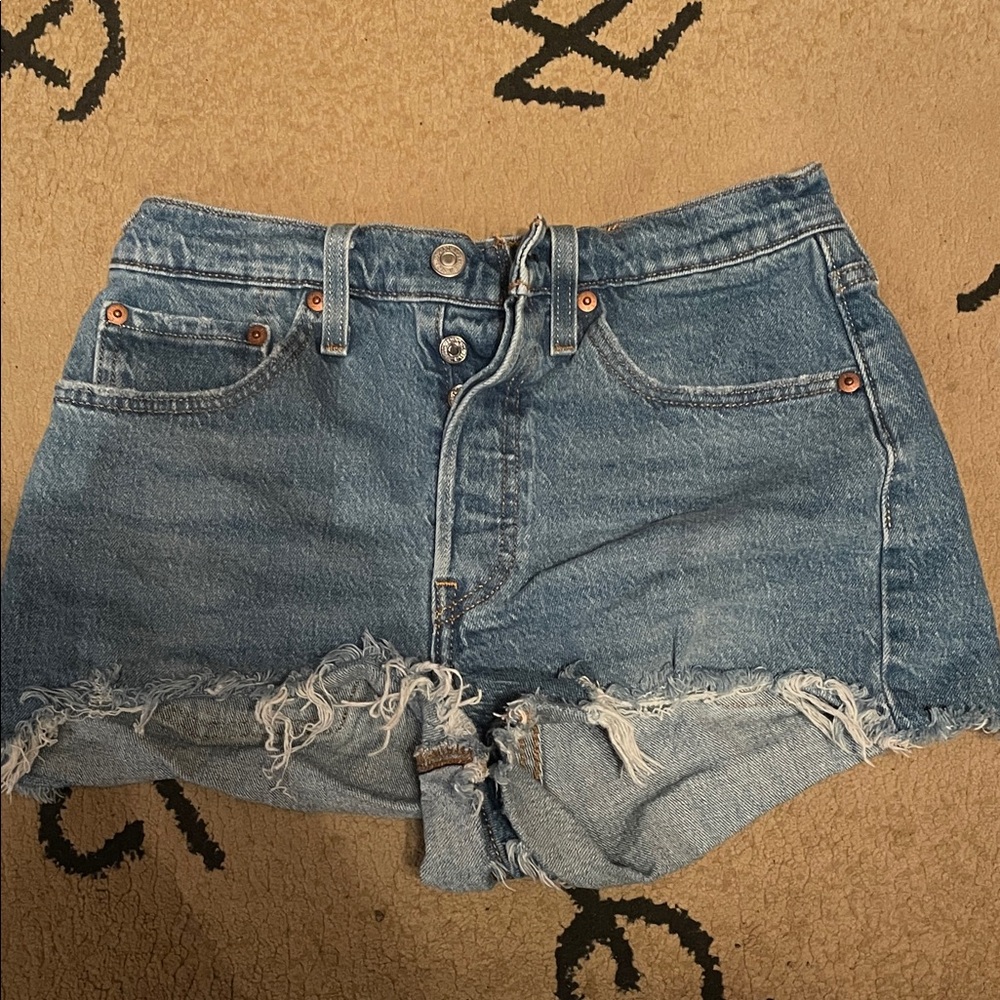 Levi's Blue Distressed Jean Shorts
